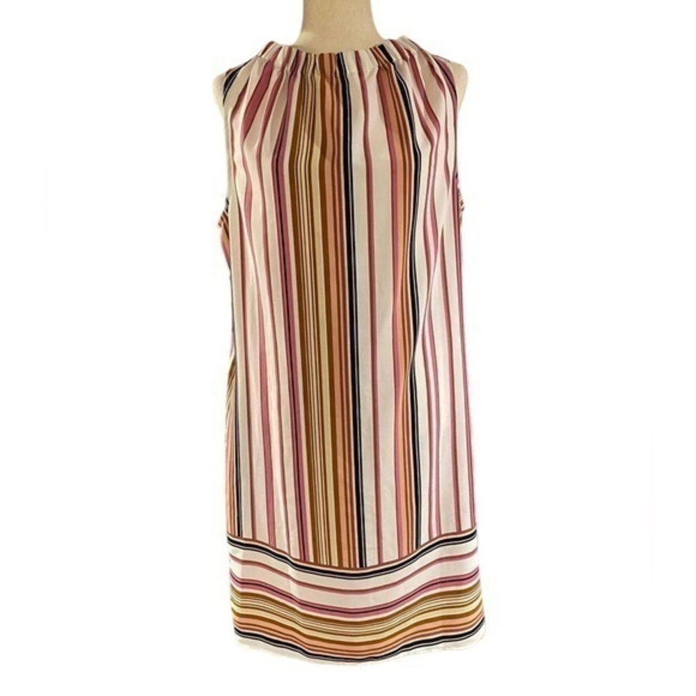 NEW Womens Medium Dress Apt 9 Striped Pink White Black Shift Casual Modest $40